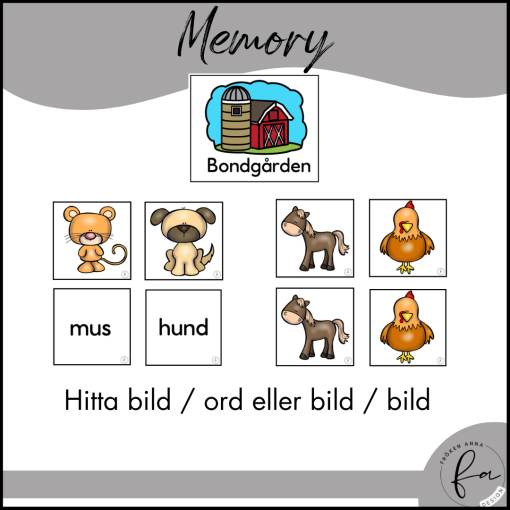 Bondgårdens djur - Memory och Sök & Hitta