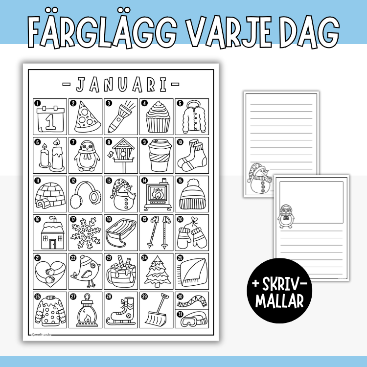 Januari- färglägg varje dag