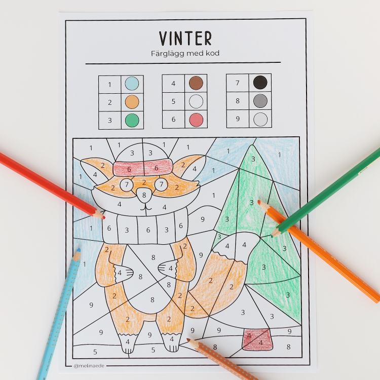 Färglägg med kod- Vinter