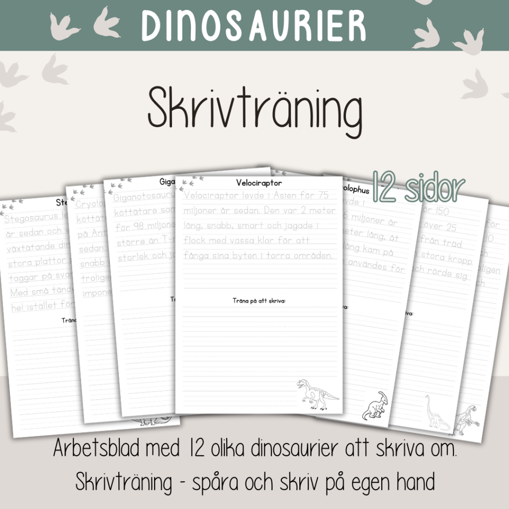 Skrivträning – Dinosaurier