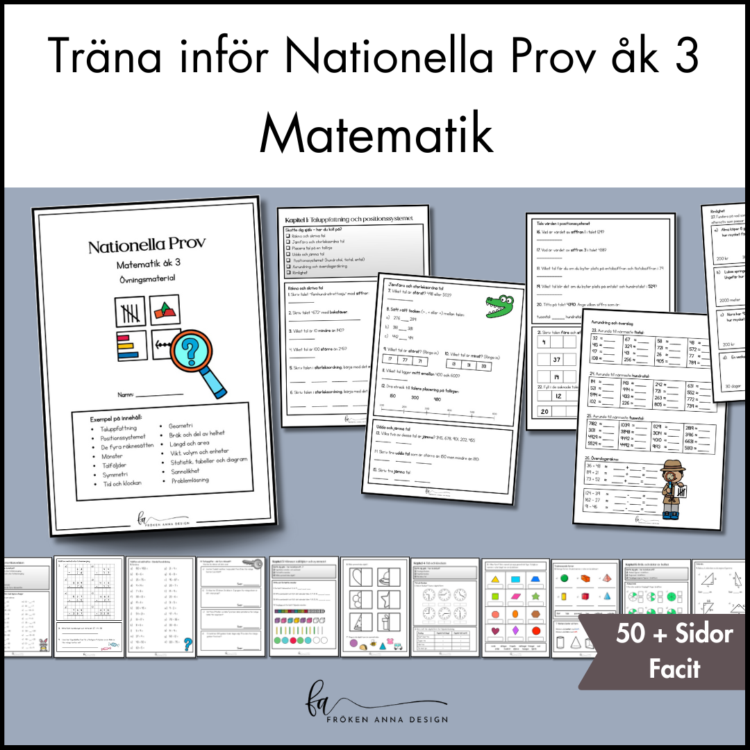 STORA övningshäftet inför NP | Nationella Prov Matte Åk 3