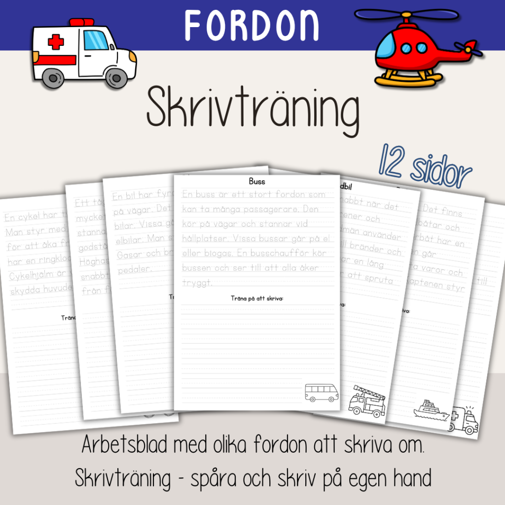 Skrivträning – Fordon