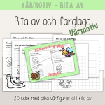 Vår – Vårtema – Rita av och färglägg - bild 1