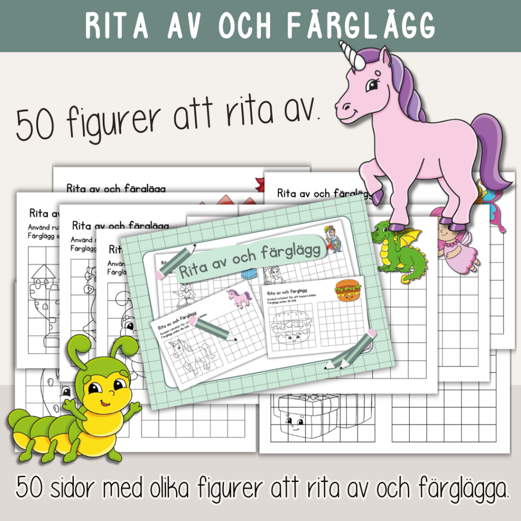 Rita av och färglägg – 50 olika motiv