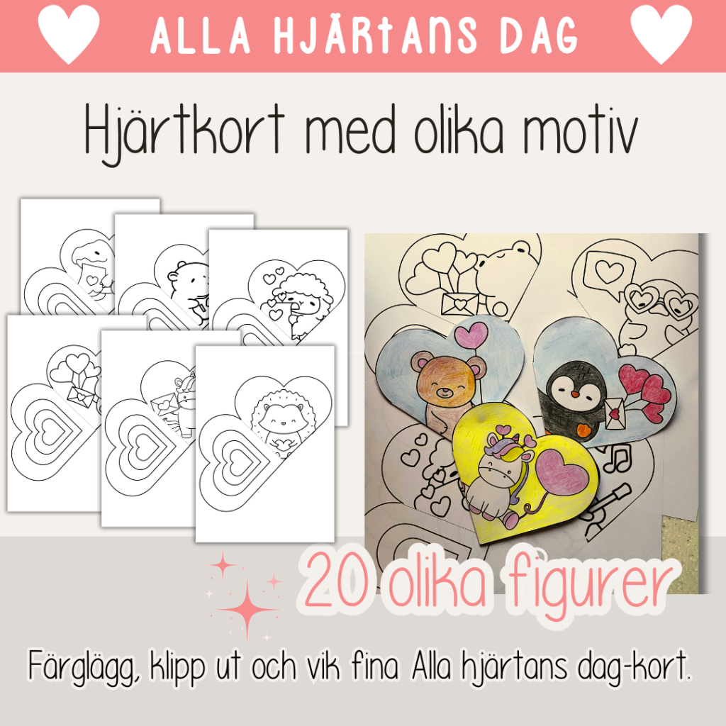 Alla hjärtans dag – Hjärtkort med olika motiv