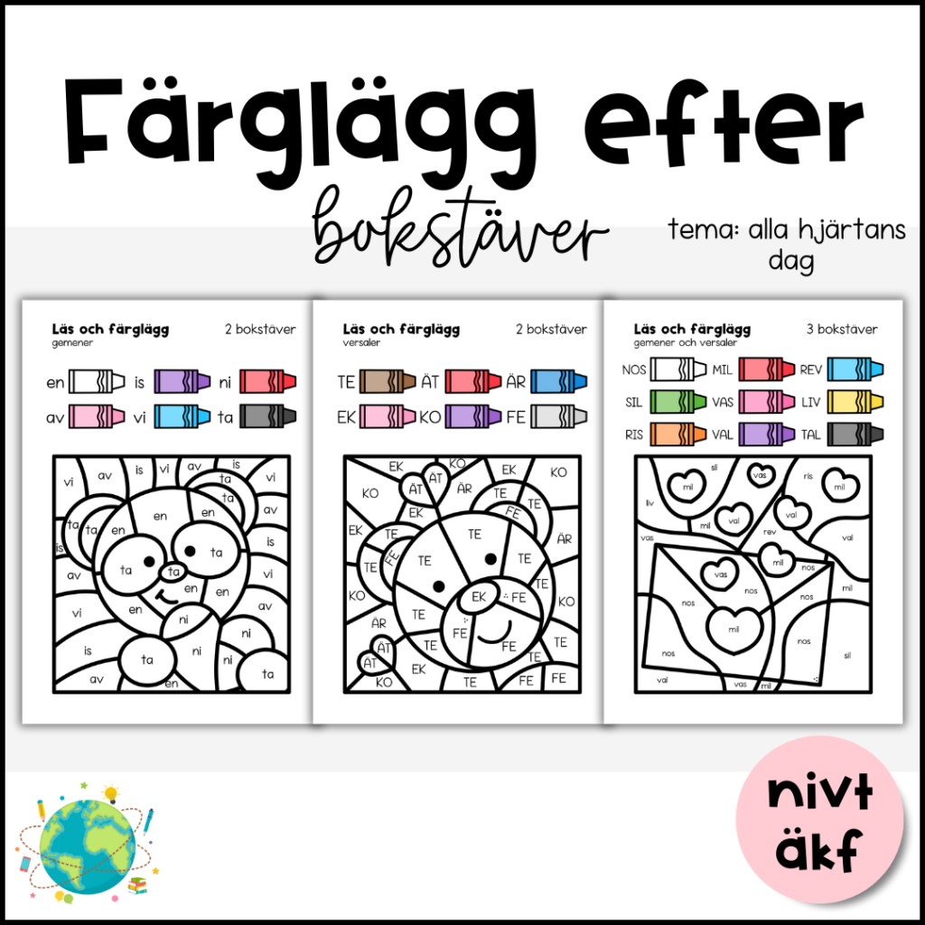 Färglägg efter bokstav – Alla hjärtans dag