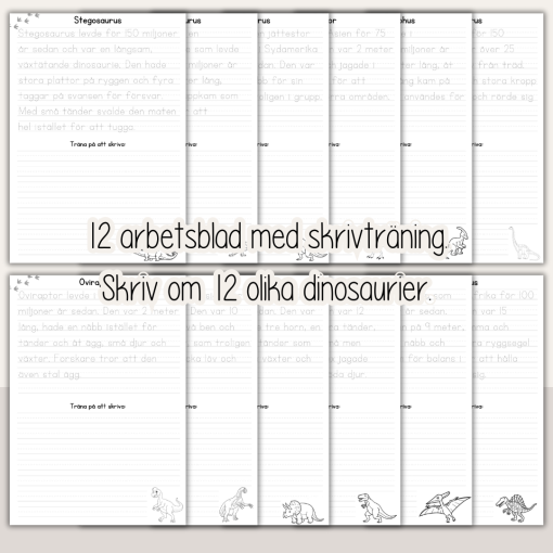 Skrivträning - Dinosaurier