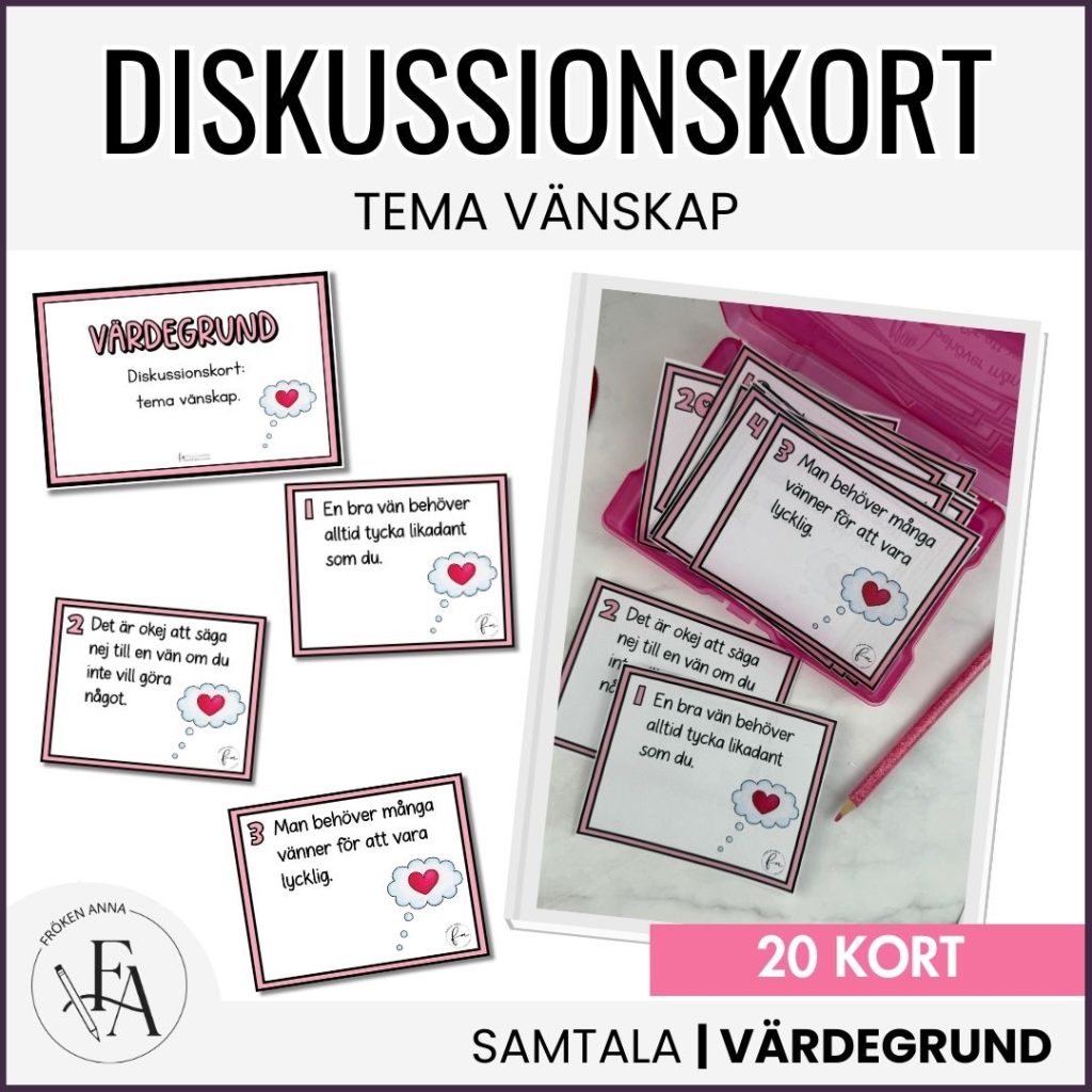 Värdegrundskort / Diskussionskort – tema vänskap