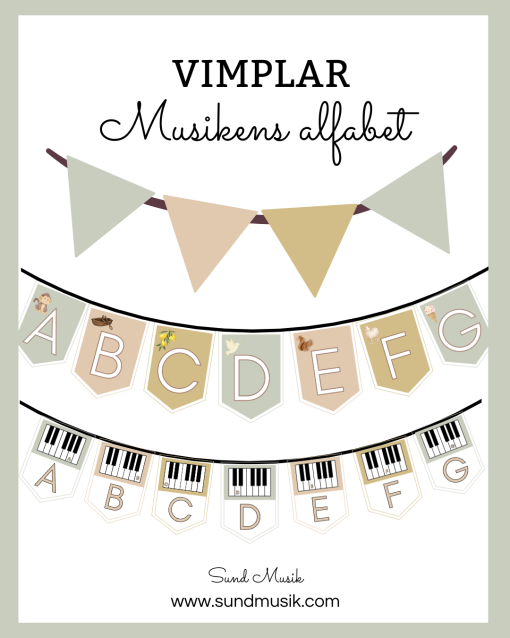 Vimplar med Musikens alfabet