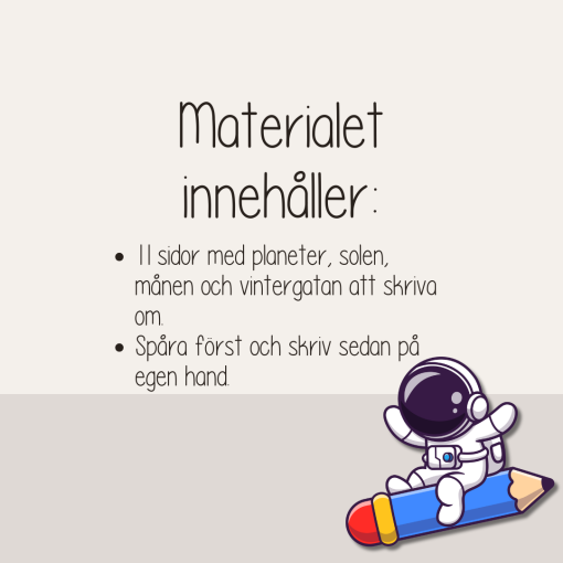 Skrivträning - Rymden Planeter