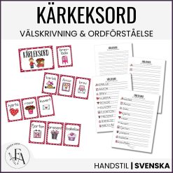 Kärleksord (Ordkunskap, välskrivning, memory)