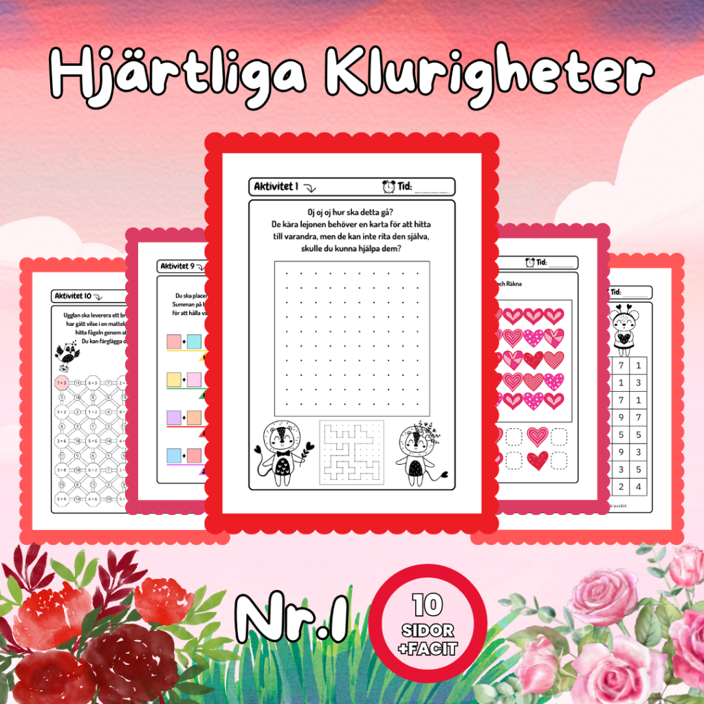 Hjärtliga Klurigheter Nr 1 – Matematiska utmaningar med Alla hjärtans dag-tema!