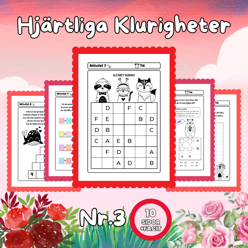 Hjärtliga Klurigheter Nr 3 – Matematiska utmaningar med Alla hjärtans dag-tema!