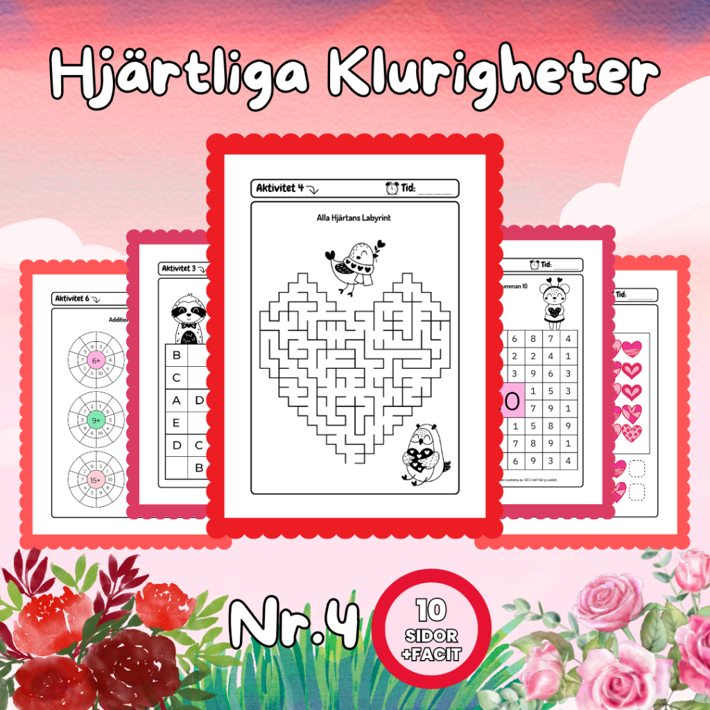 Hjärtliga Klurigheter Nr 4 – Matematiska utmaningar med Alla hjärtans dag-tema!