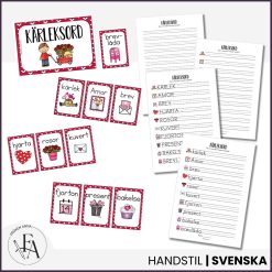 Kärleksord (Ordkunskap, välskrivning, memory)