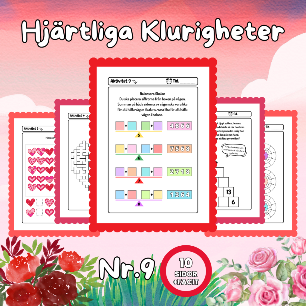 Hjärtliga Klurigheter Nr 9 – Matematiska utmaningar med Alla hjärtans dag-tema!