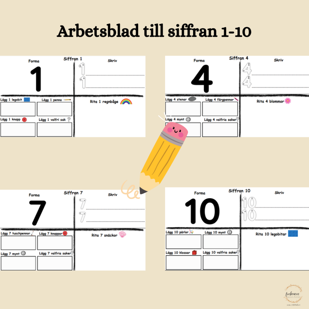 Arbetsblad till siffran 1-10