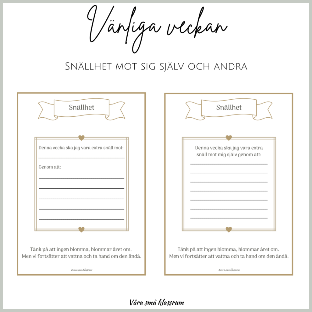 Vänliga veckan – snällhet mot sig själv och andra