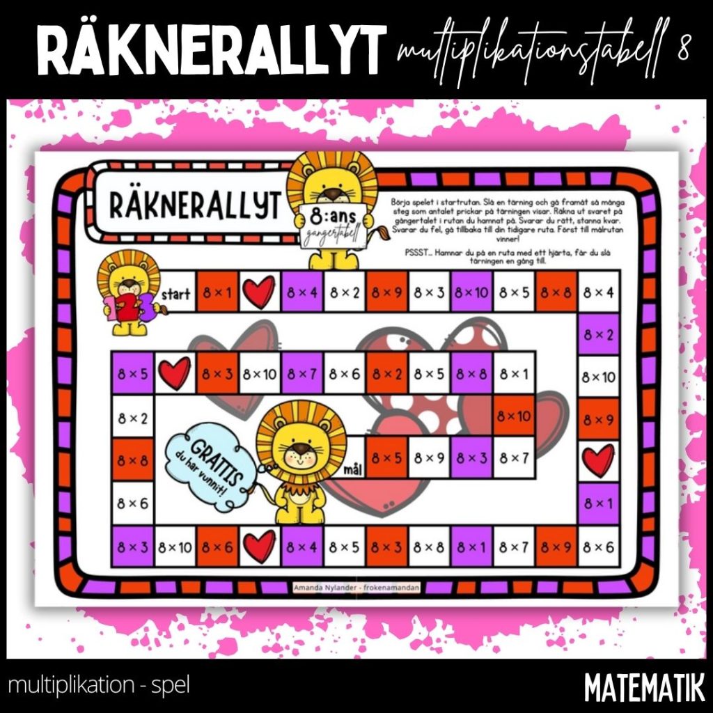 Räknerallyt – multiplikation – multiplikationstabell 8