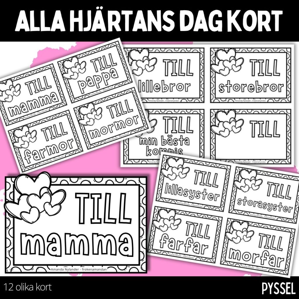 Alla hjärtans dag kort – 12 olika kort