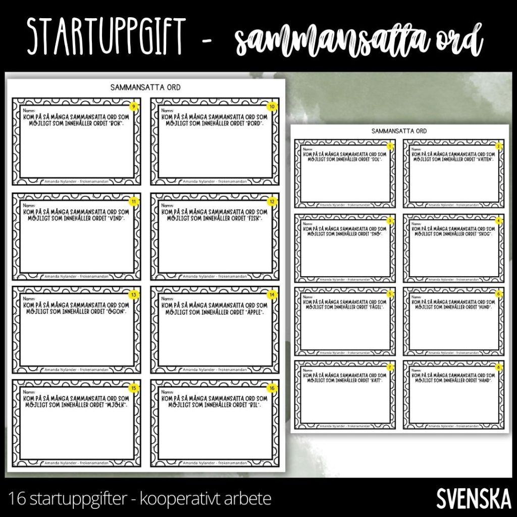 Startuppgifter – sammansatta ord