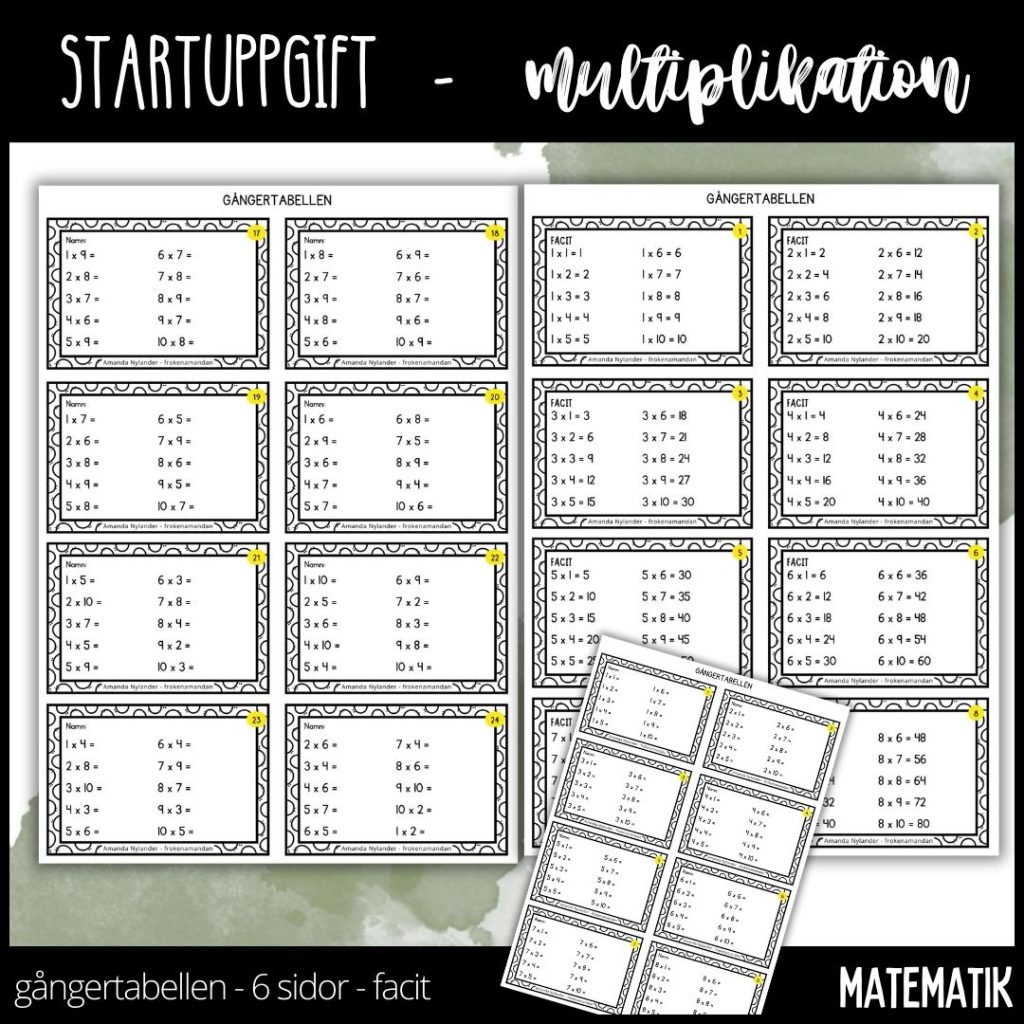 Startuppgifter – multiplikation