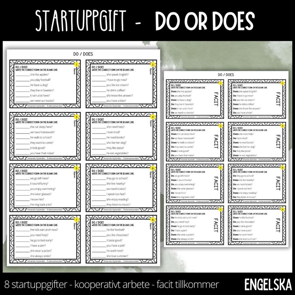 Startuppgifter – do or does