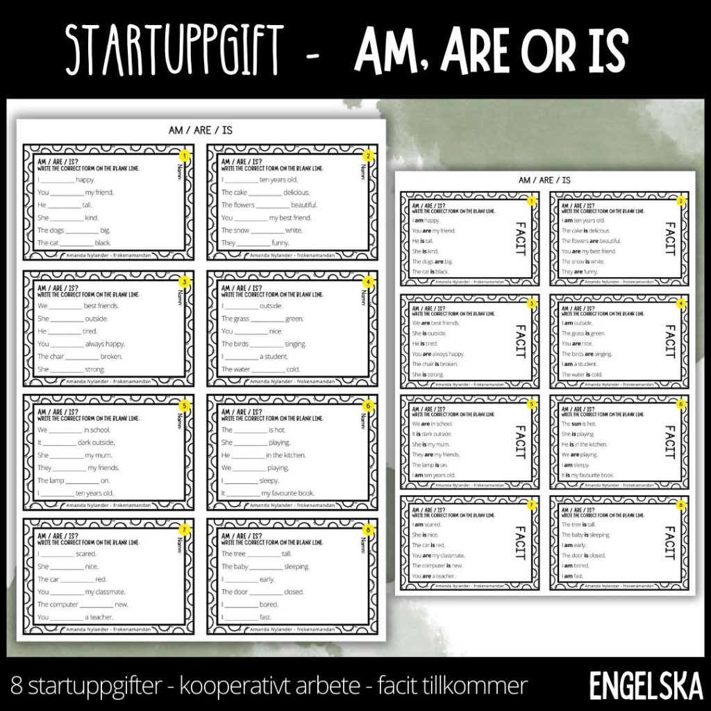 Startuppgifter – am, are or is