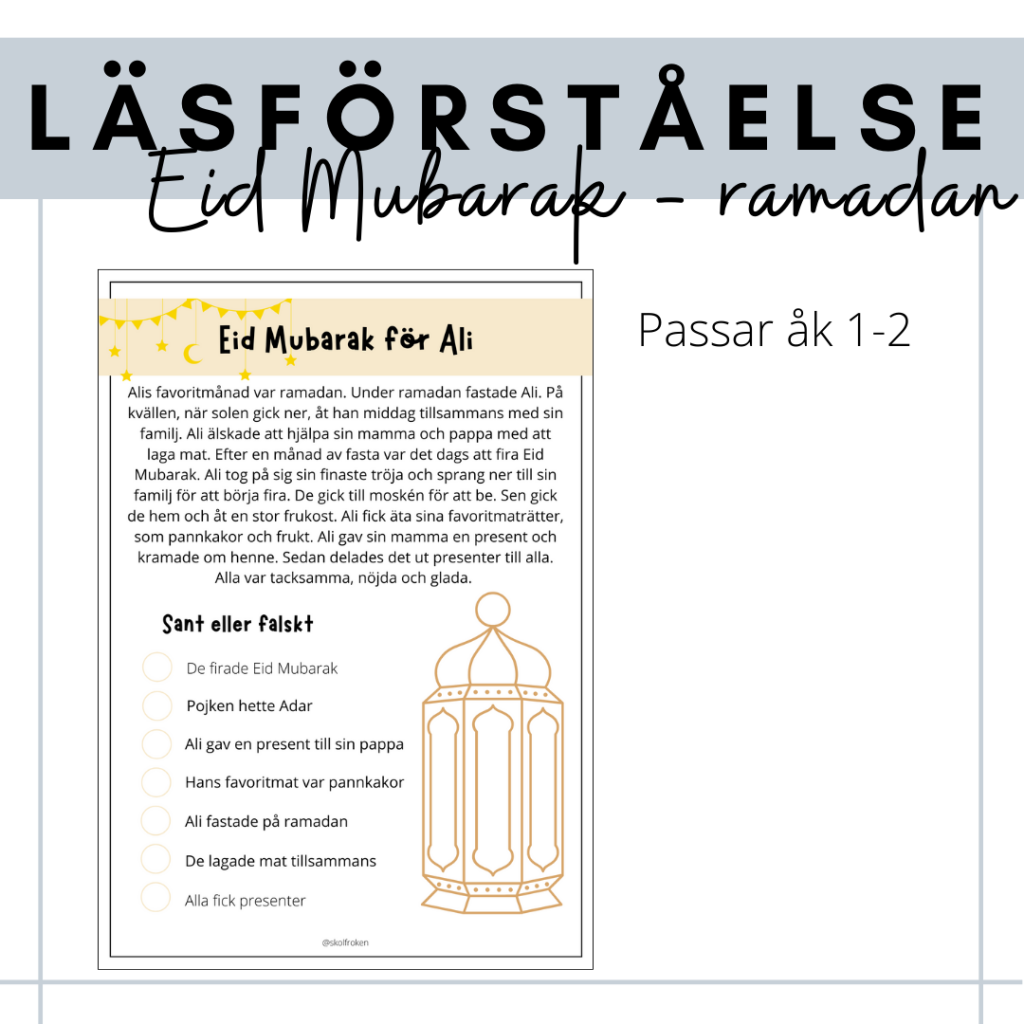 Läsförståelse Eid Mubarak & ramadan