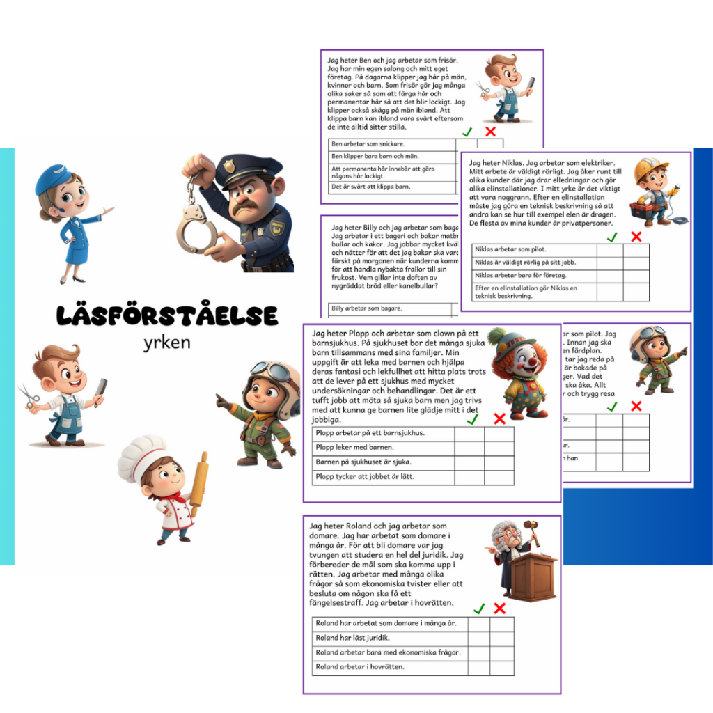 Läsförståelse – yrken