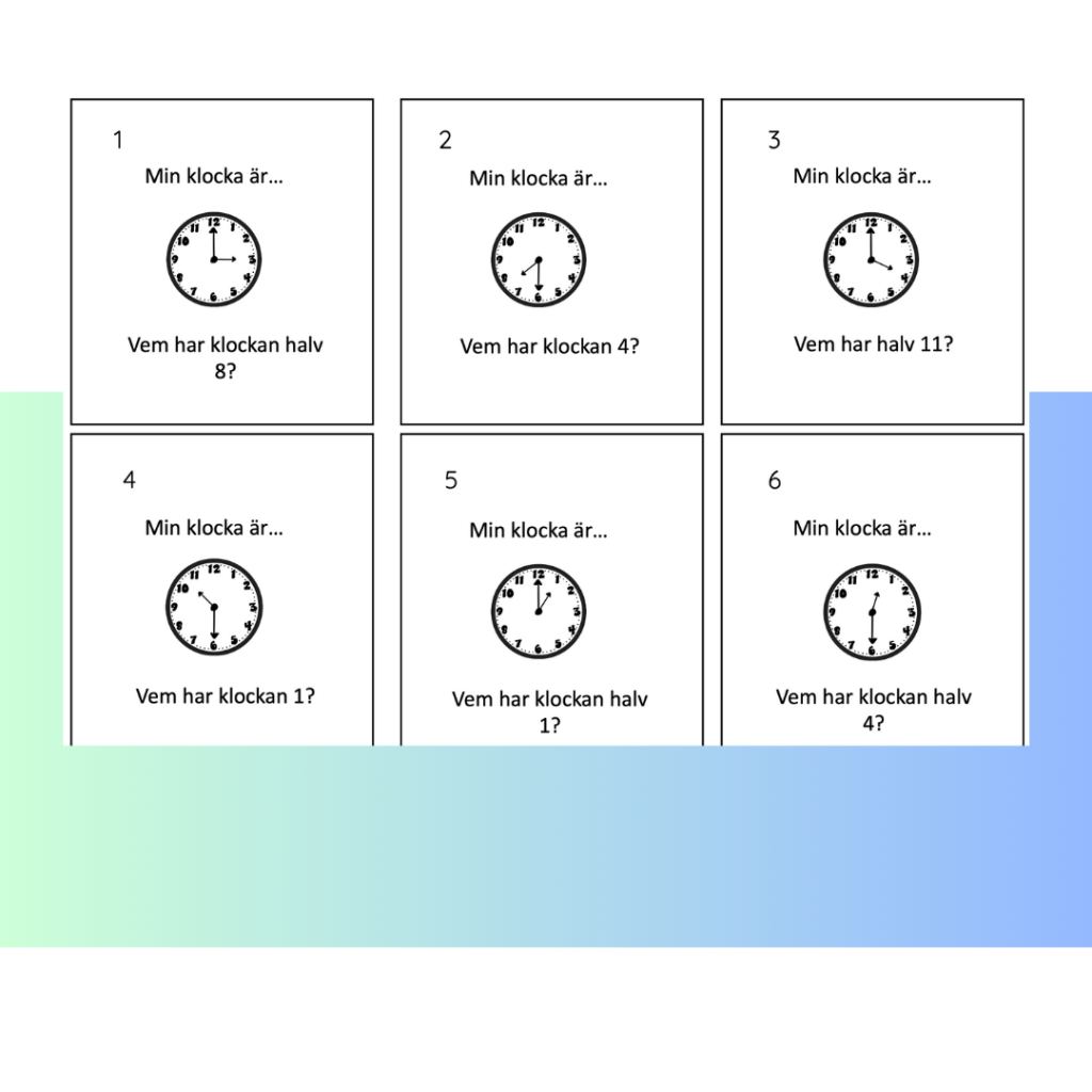 Jag har, vem har – klockan hel/halv