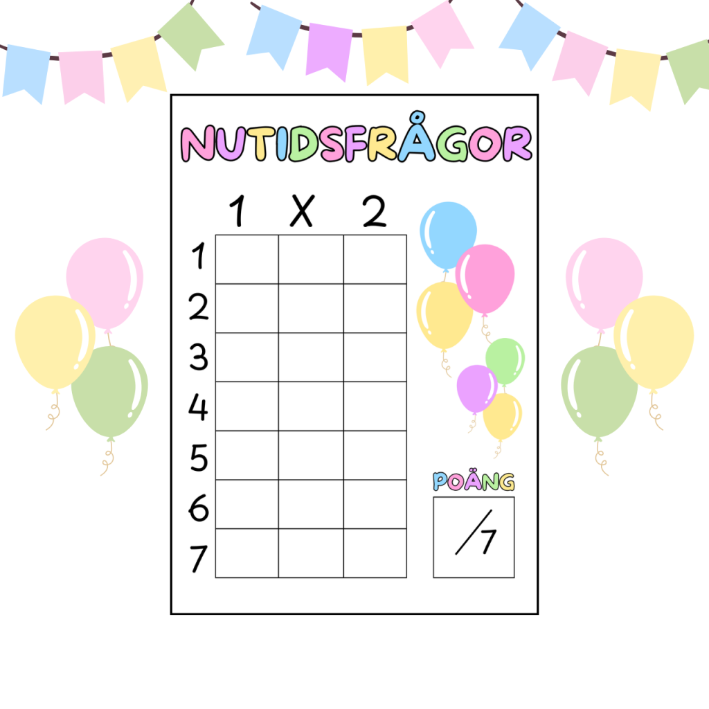 Nutidsfrågor – Svarspapper