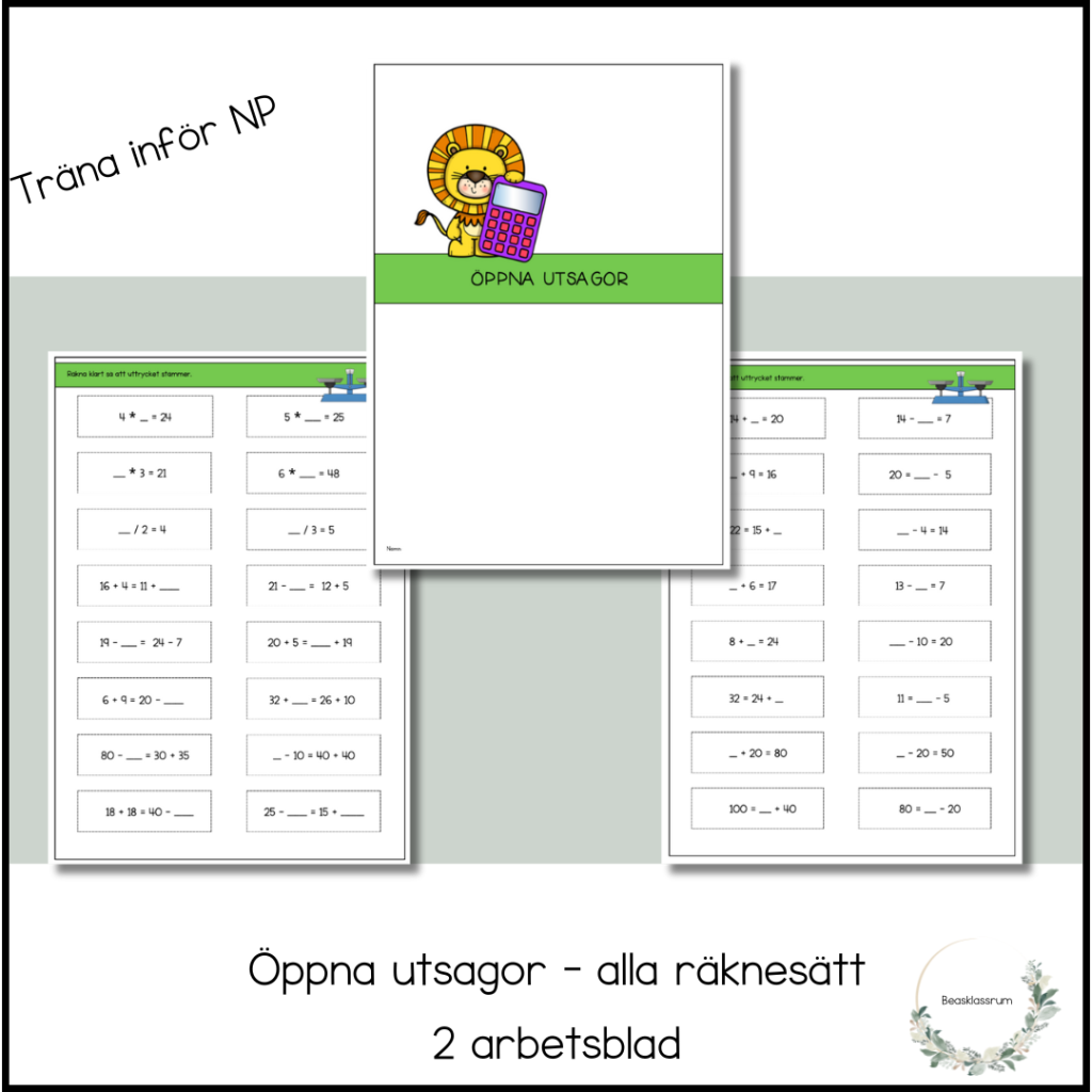 Träna inför NP – öppna utsagor