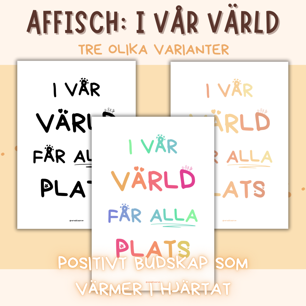 Affisch/Poster – I vår värld får alla plats