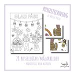 Pusselteckning Påskhare med påskris - bild 1