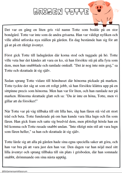 Läsförståelse - bondgårdstema