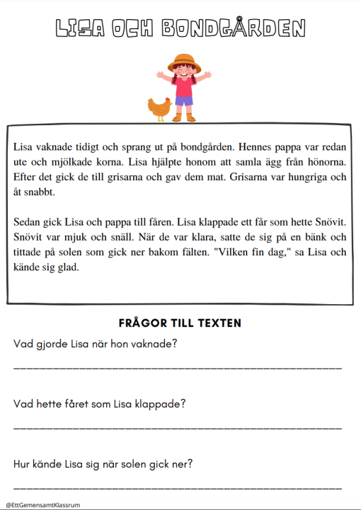 Läsförståelse - bondgårdstema