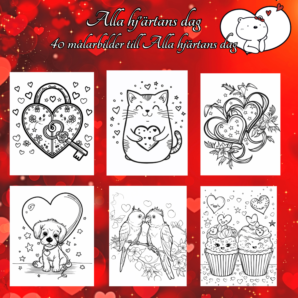 Alla hjärtans dag Leta räkna och färglägg