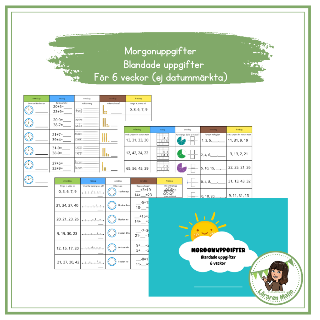 Morgonuppgifter för 6 veckor (blandade uppgifter)