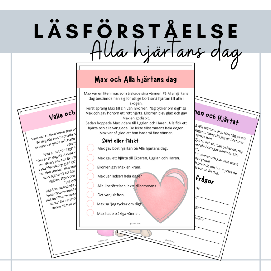 Läsförståelse alla hjärtans dag