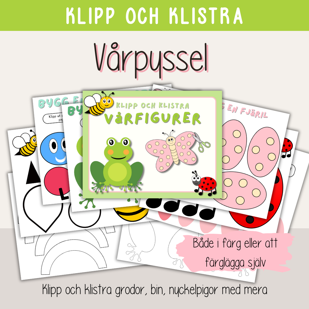 Vår - Färglägg, klipp och klistra vårfigurer - Vårtema