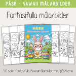 Påsk – Kawaii målarbilder – 50 st med påsktema - bild 1
