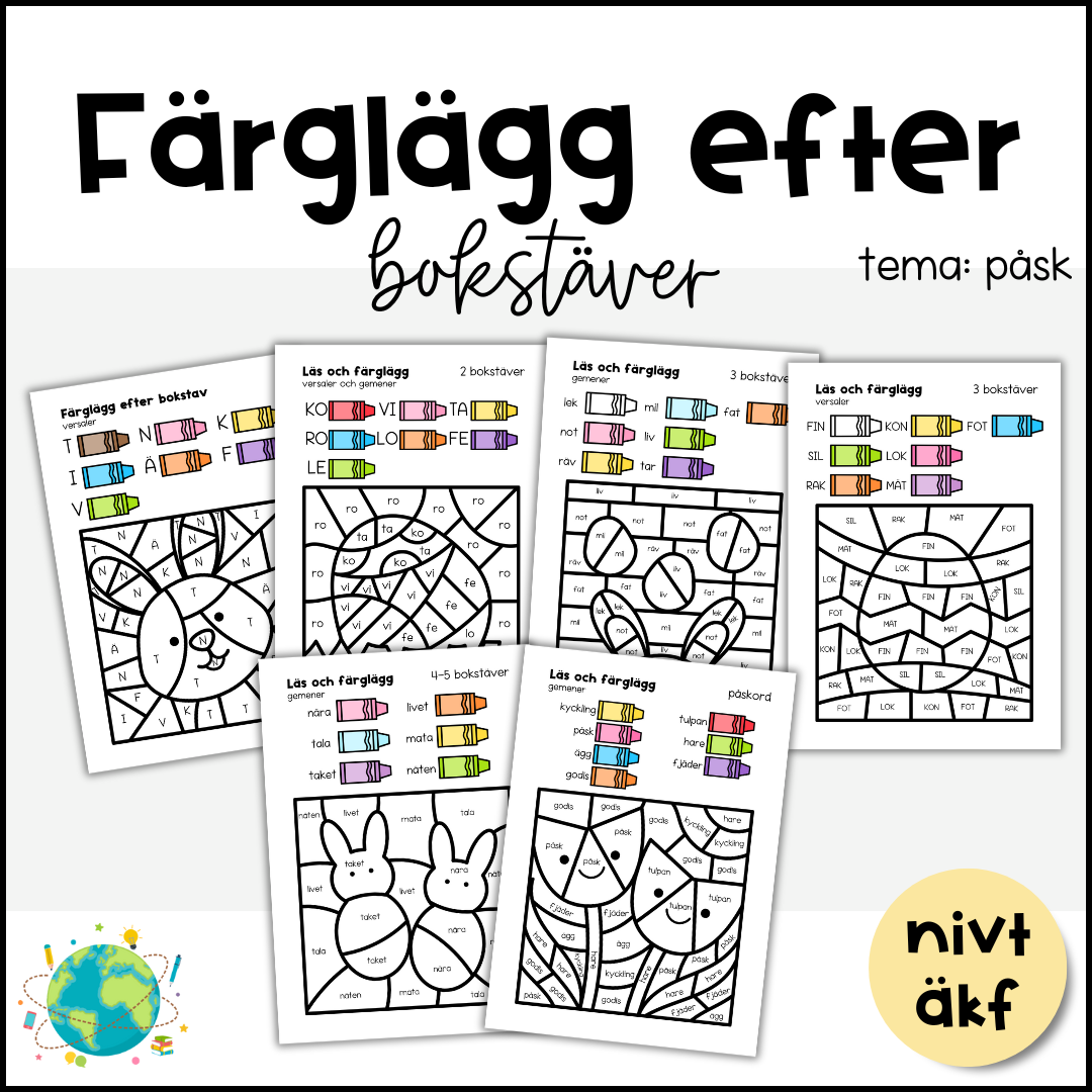 Färglägg efter bokstav - Påsk