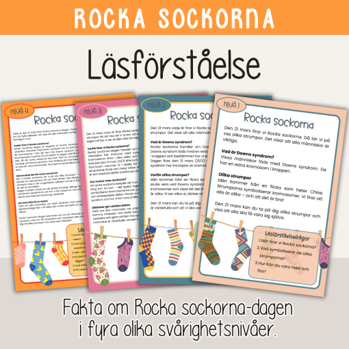 Rocka sockorna - Stora paketet - Läsförståelse, tipspromenad och målarbilder.