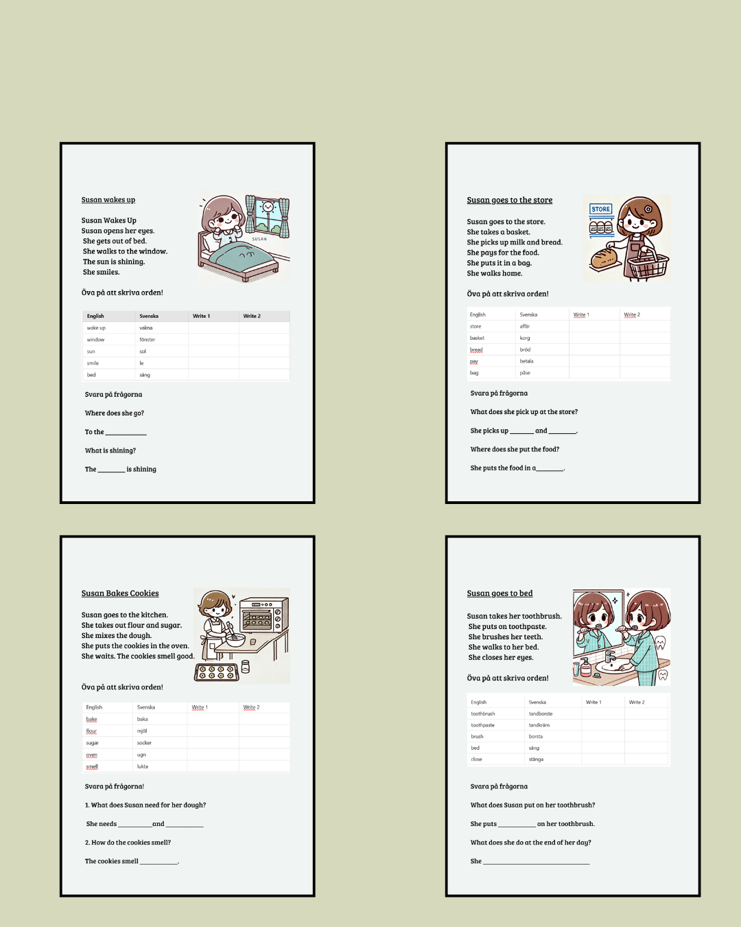 Susan´s day - Läsförståelse engelska (bas)