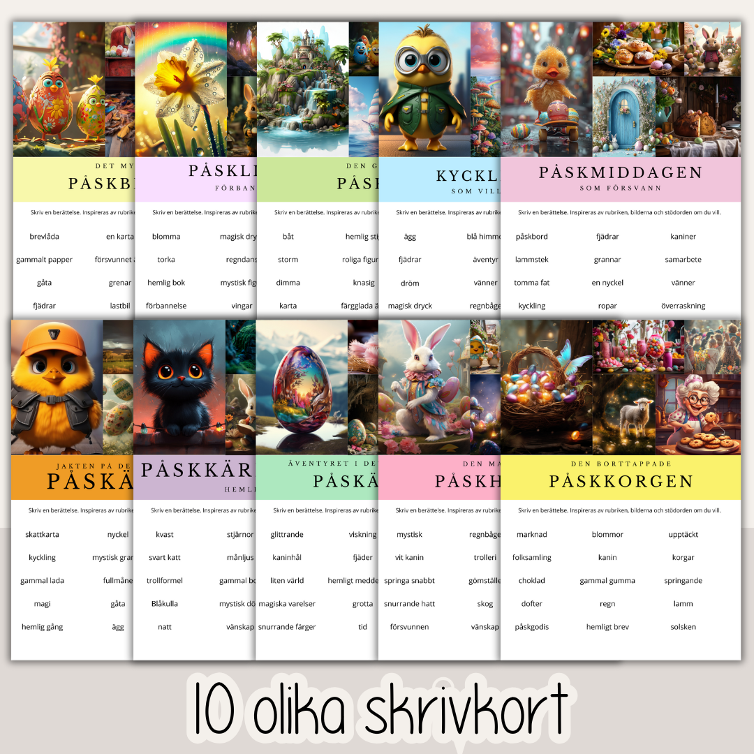 Påsk - Skrivkort med inspiration till påskberättelser