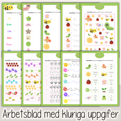 Vår - Arbetshäfte bokstäver och siffror - tema Våren