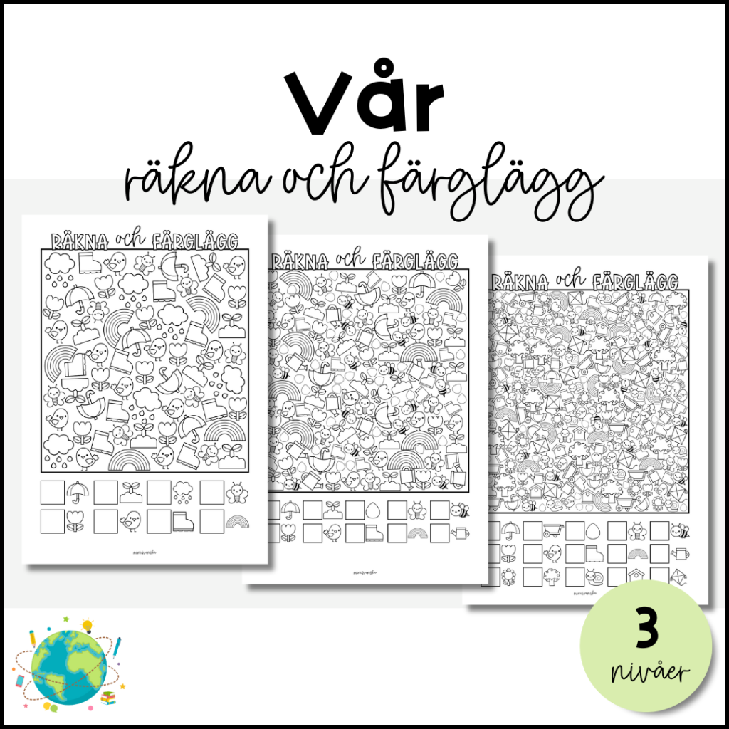 Räkna och färglägg – Vår