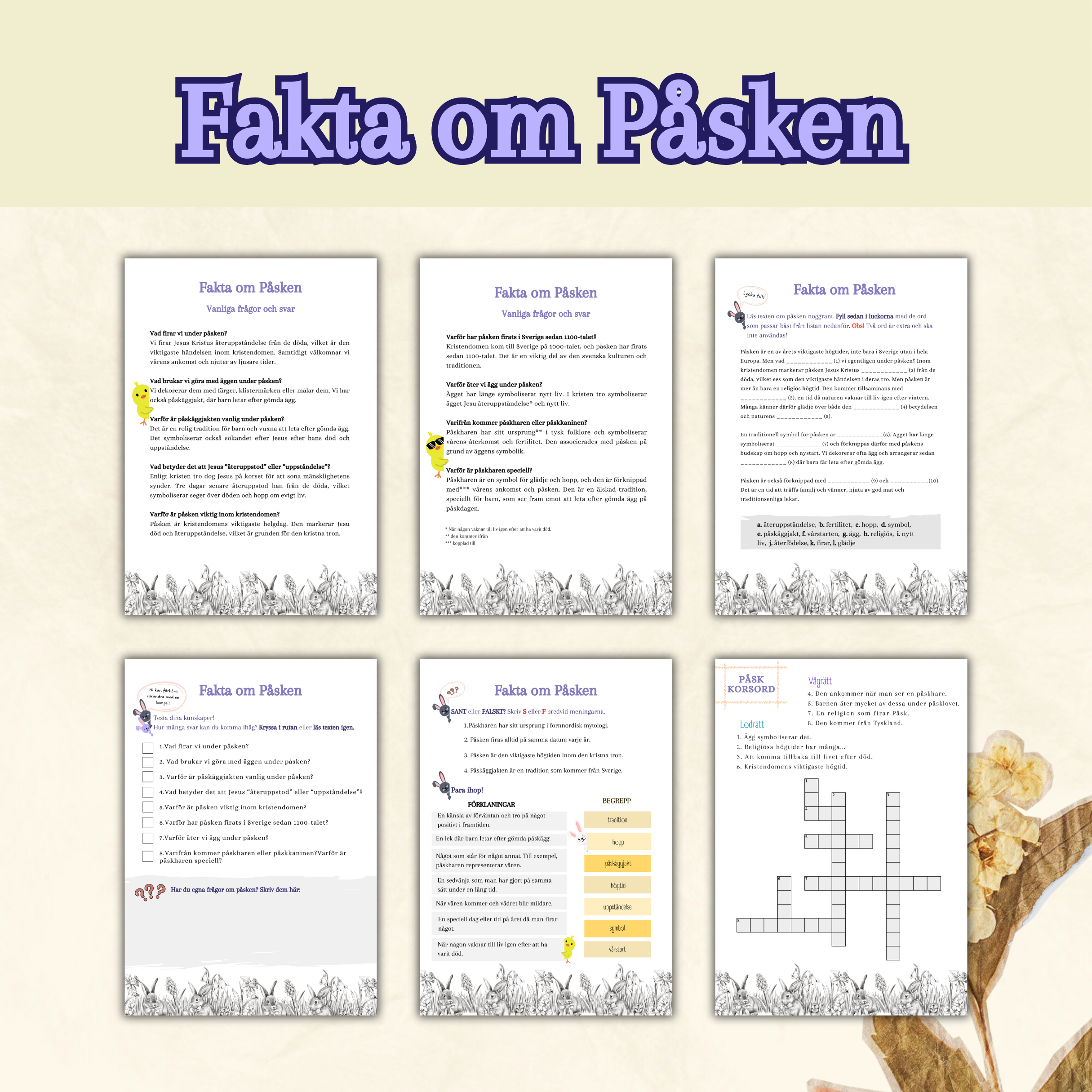 Fakta om Påsken: Ordkunskap & Läsförståelse