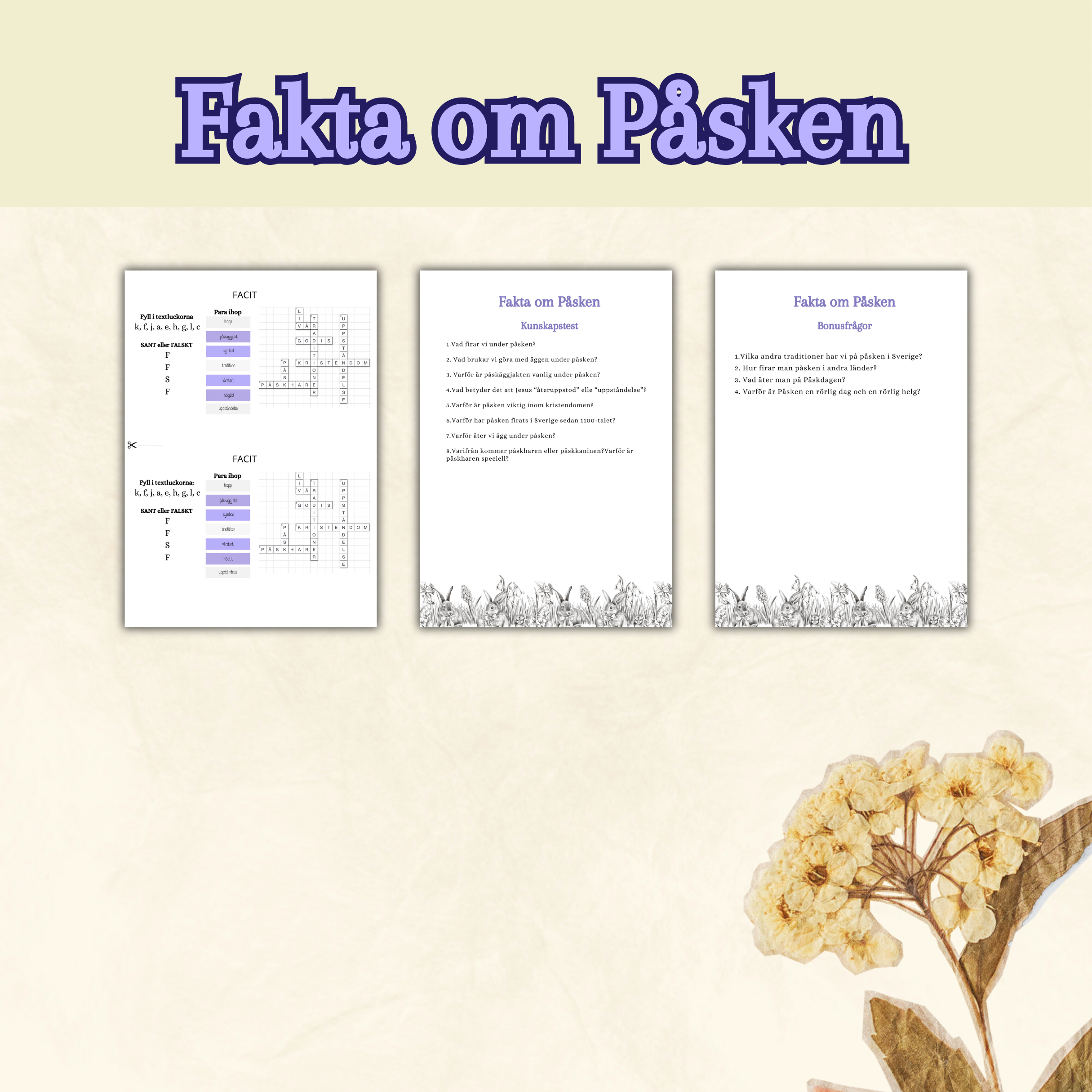 Fakta om Påsken: Ordkunskap & Läsförståelse